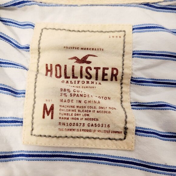 2/$20 Hollister Blue & White Stripes Buttons Down Shirt Size: M - Picture 7 of 7